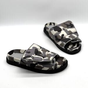 GIA BORGHINI Camo Print Slide Sandal Womens 38 Gray Chunky Slip On Quilted NEW